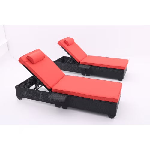 Elegant Poolside Rattan Loungers