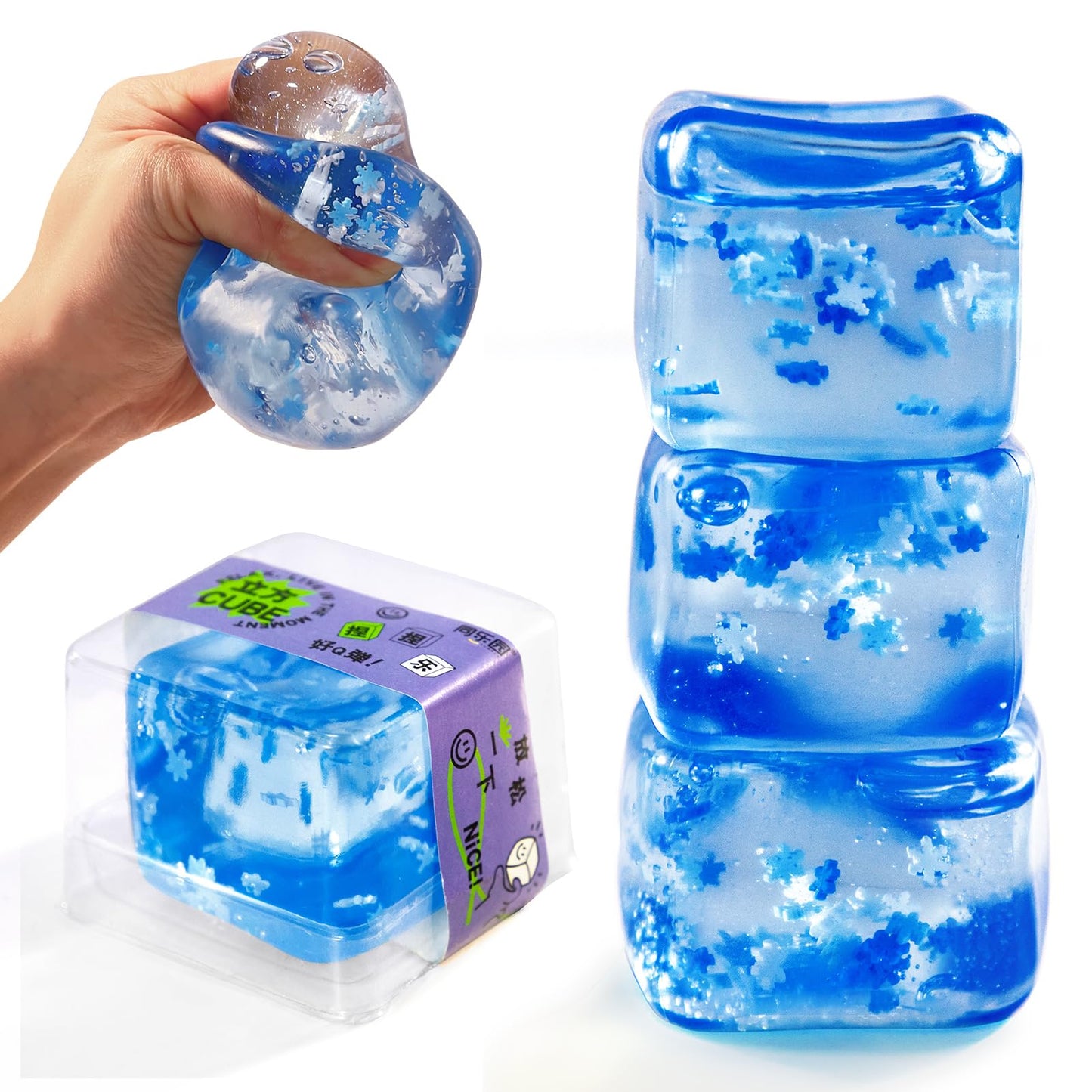 Squishy Ice Cube Stress Balls - 3Pack